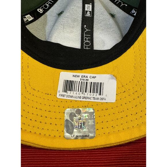 NEW ERA Men Adjustable Hat Green Bay Packers Two Tone Team Cap Green Gold 9Forty - Picture 6 of 6